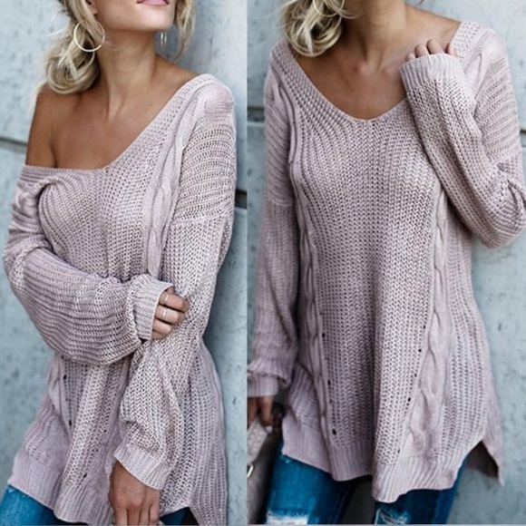 Only 1️⃣left !Cross Back lightweight Mauve sweater - Picture 2 of 2